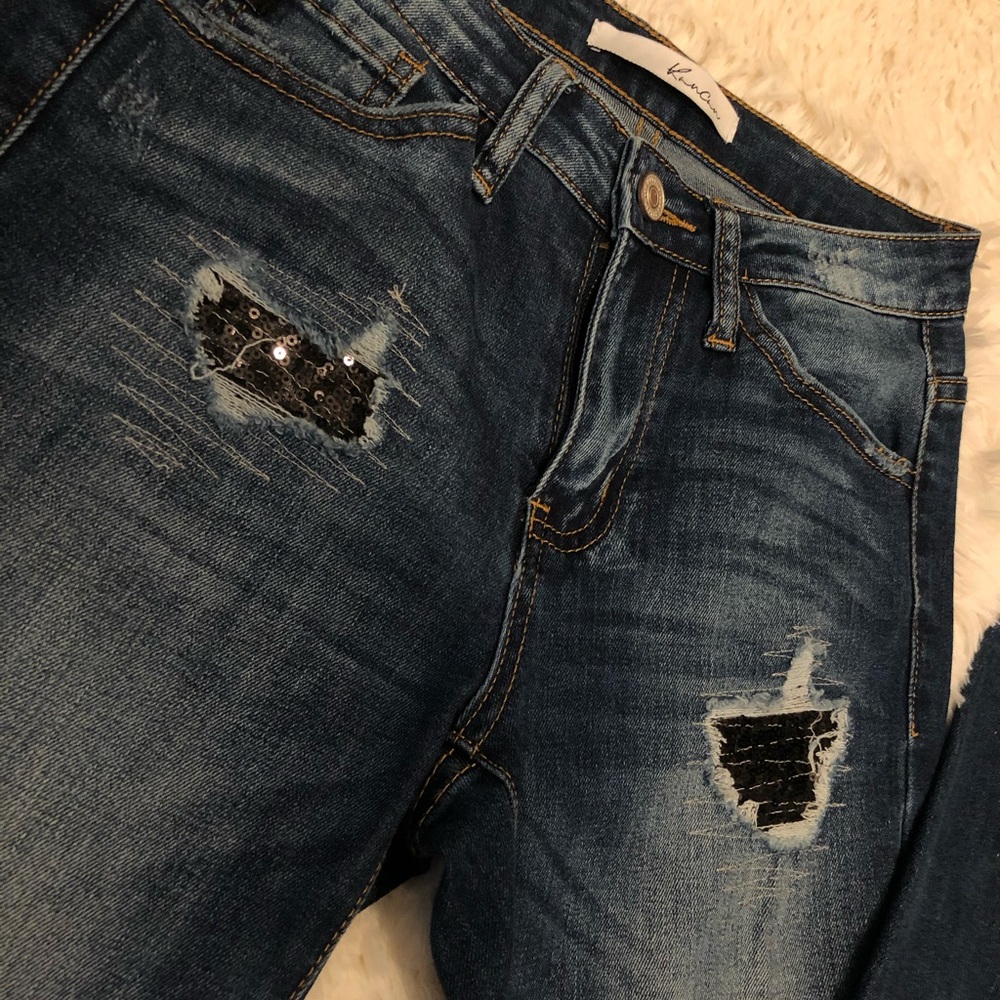 KanCan Sequin Patch High Rise Jeans size 25